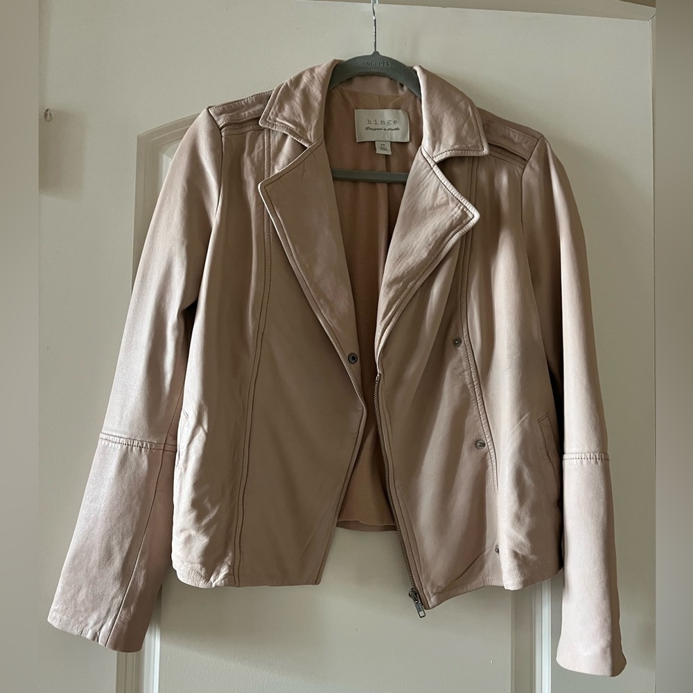 Hinge 100% Leather Jacket light pink XS